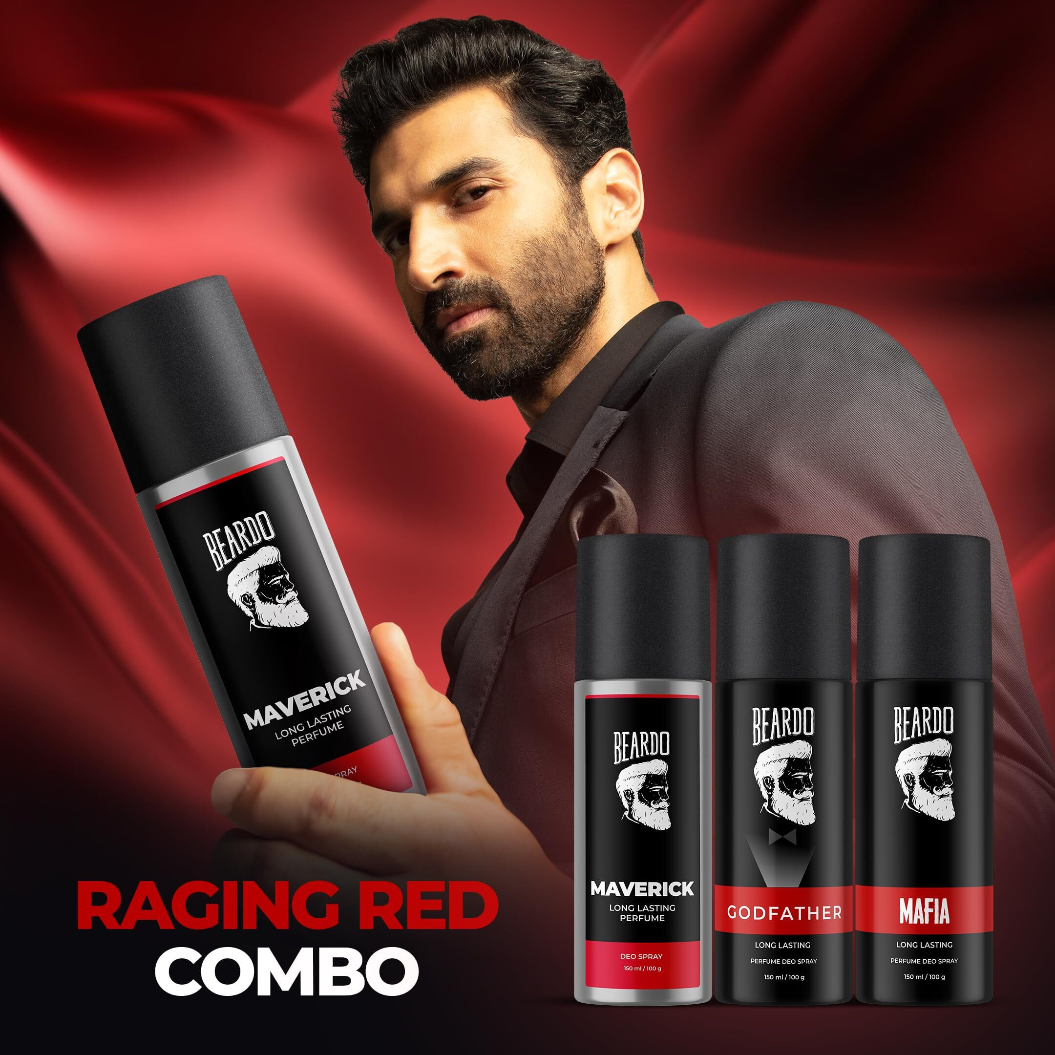 Beardo Godfather, Mafia & Maverick Perfume Body Spray (Set of 3) Citrus Aromatic Spicy | Deodorant | Deo For Men | Long Lasting Perfume| Rakhi Gift For Brother | Gift For Friends