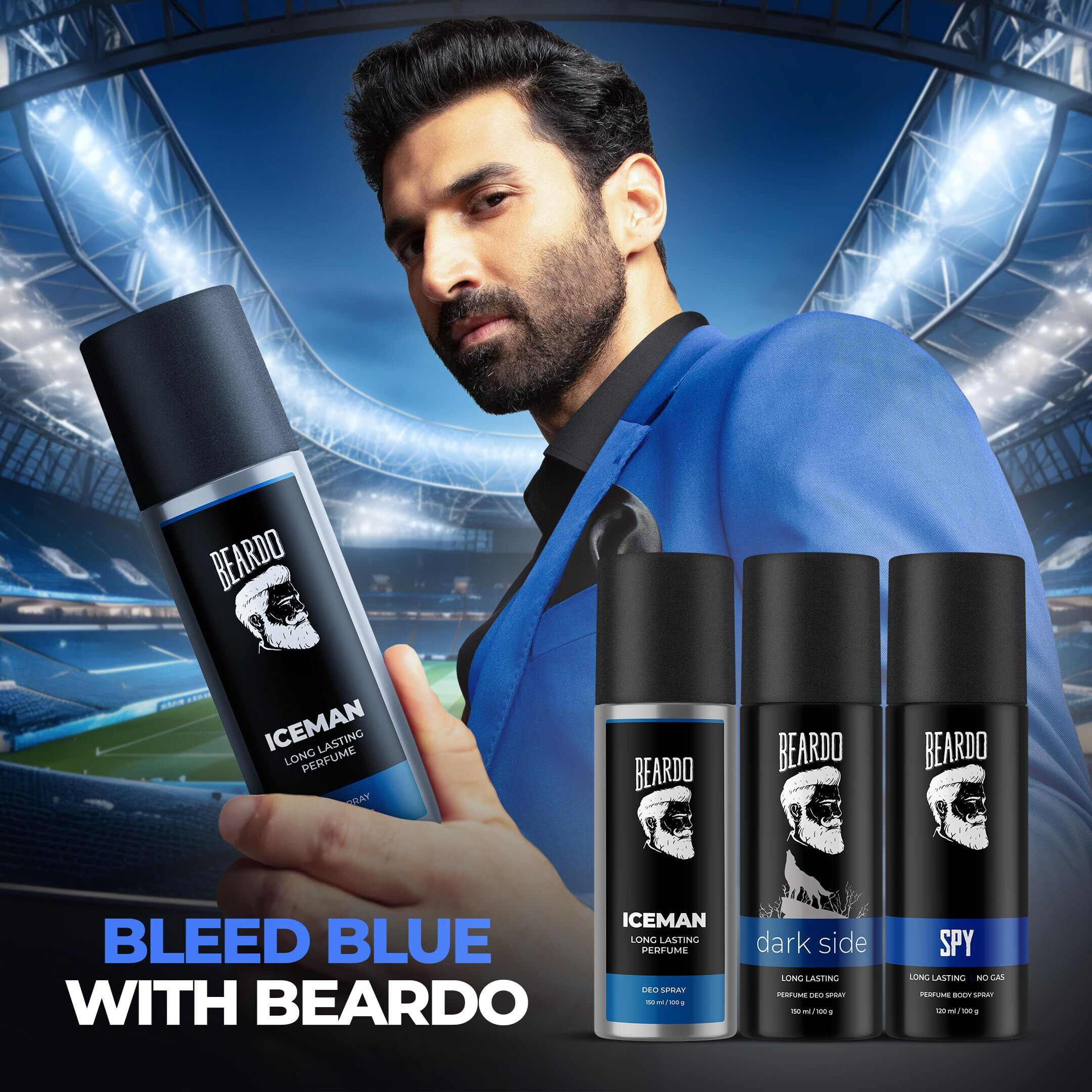 Beardo Iceman, Darkside & Spy Perfume Body Spray (Set of 3) Aromatic Fresh | Long Lasting Deodorant for Men | Date Night Body Deo Gift for Men | Rakhi Gift For Brother | Gift For Friends