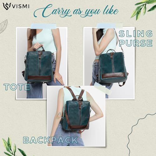 VISMIINTREND Stylish Women Teal Blue Leather Backpack Handbag for Teen Girls | Everyday use Ladies Sling Bag Shoulder Purse for Office, College, Travel, Birthday Gift | Rakhi Gifts for Sisters, Bhabhi