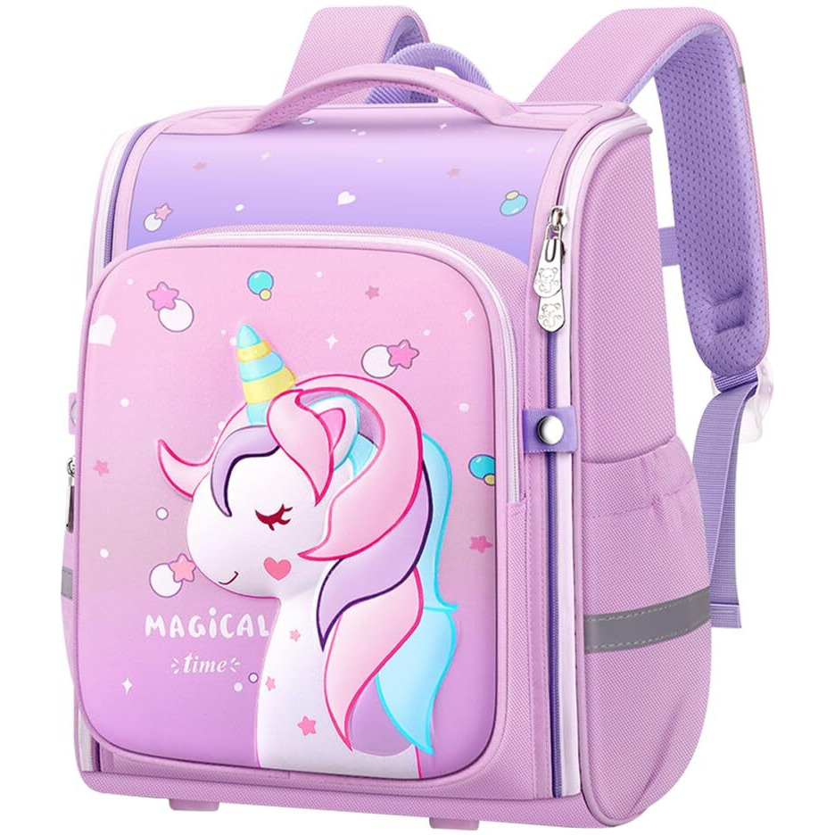 PALAY Unicorn Backpack for Kids Girls Stylish Durable Water-Resistant Backpack Shoulder School Bags for Girls Kids 6-12 Years Old Birthday & Rakhi Gift - Purple