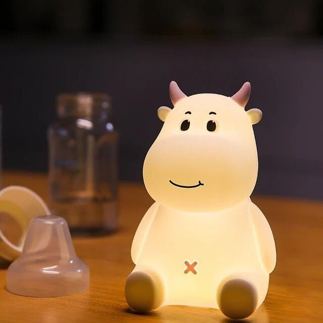 NYRWANA Night Lamp for Bedroom, Cute Lamp, Night Lamp for Kids, Silicone Lamp, Cute Night Lamp, Birthday Gifts, Lamp for Kids, Light Lamp, Rakhi for Brother, Rechargeable, Cow Lamp (Multicolor)