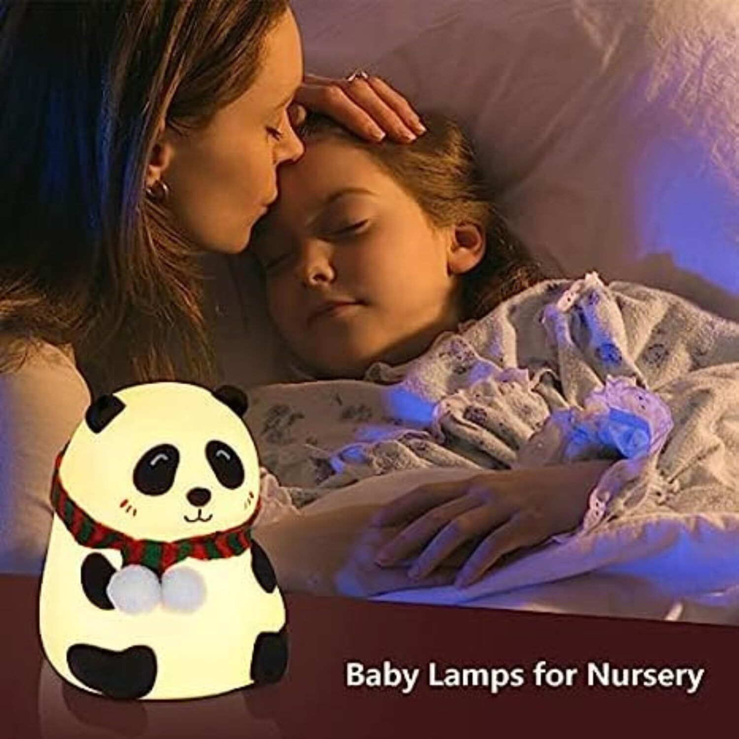 NYRWANA Night Lamp for Bedroom, Panda Lamp, Cute Lamp, Night Lamp for Kids, Panda Light Lamp, Birthday Gifts, Lamp for Kids, Rakhi for Brother, BPA-Free Silicone Lamp, Close Eye (Multicolor)