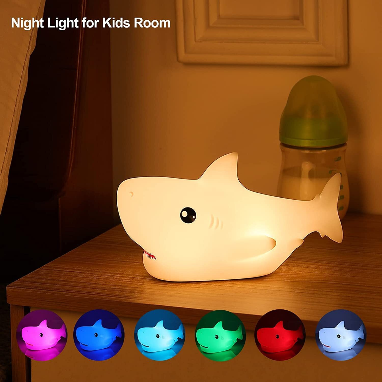 NYRWANA Night Lamp for Bedroom, Cute Lamp, Night Lamp for Kids, Silicone Lamp, Cute Night Lamp, Birthday Gifts, Lamp for Kids, Light Lamp, Rakhi for Brother, Rechargeable, Shark Lamp (Multicolor)