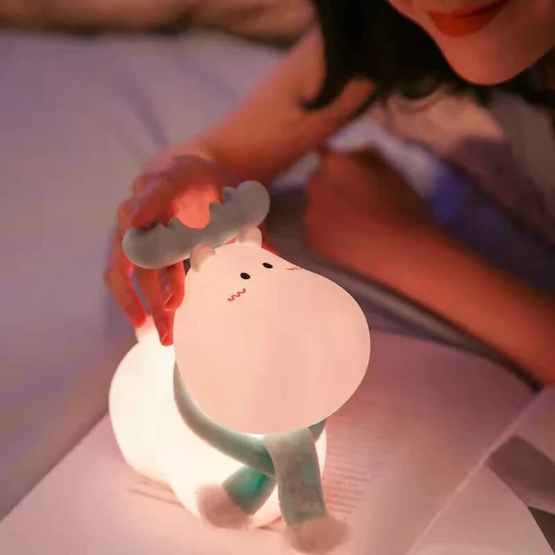 NYRWANA Night Lamp for Bedroom, Cute Lamp, Light Lamp, Night Lamp for Kids, Cute Night Lamp, Silicone Lamp, Birthday Gifts, Kids Room Decor, Lamp for Kid, Rakhi for Brother, Reindeer Lamp (Multicolor)