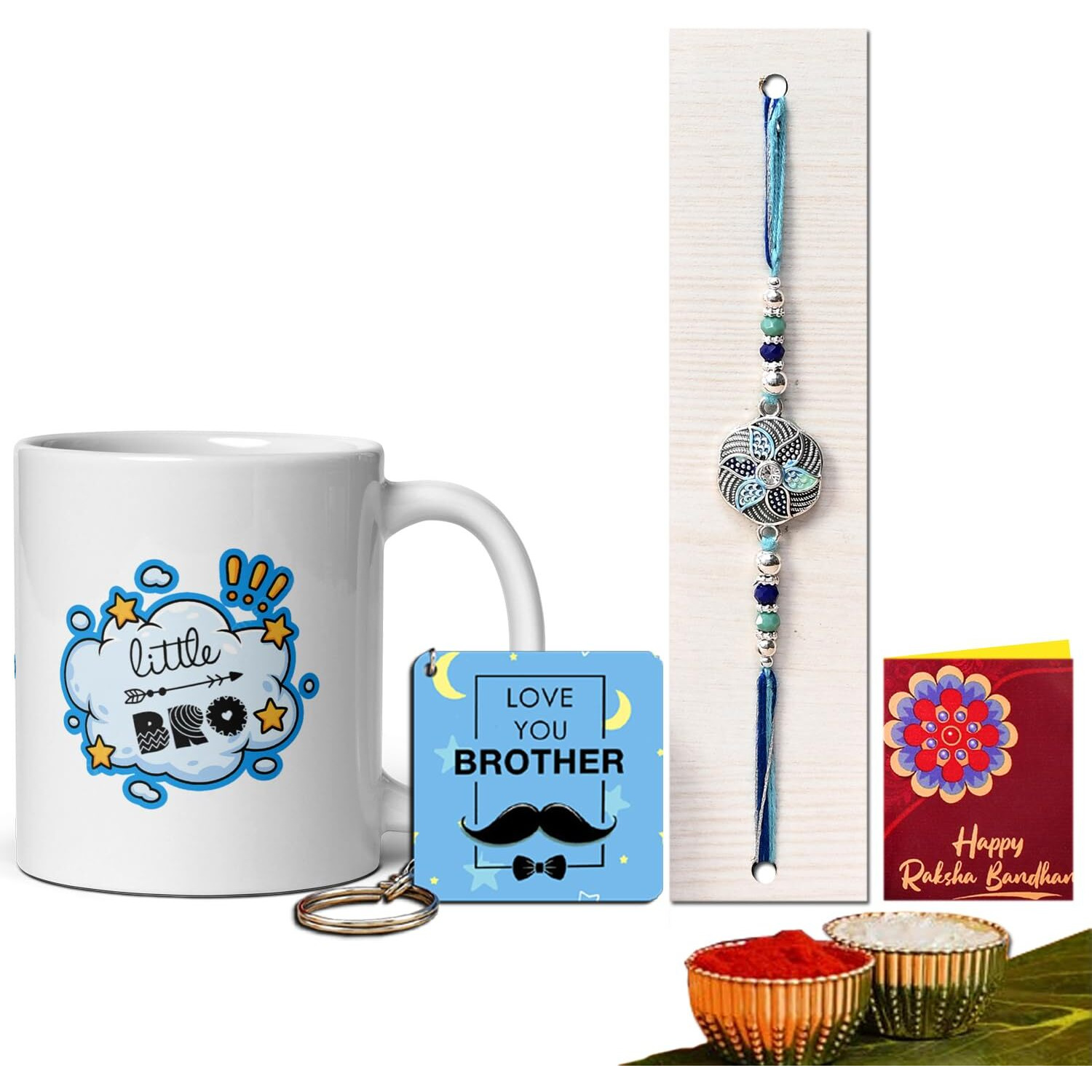 TONKWALAS Rakhi for Brother | Pack of 5 | Rakhi for Brother with Gift Combo Set | Rakhi Gift Hamper | Rakhi Gift for Brother (MUG-6-C4)