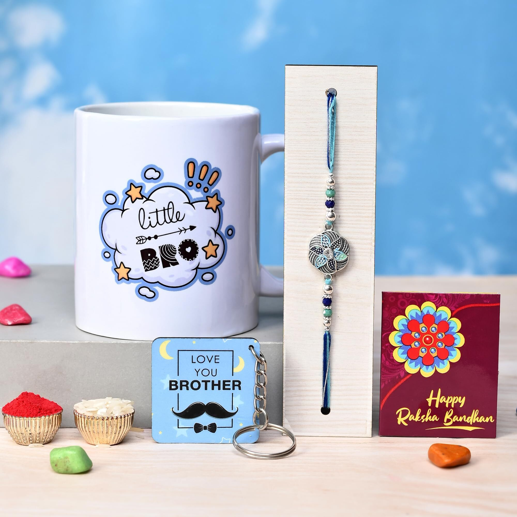 TONKWALAS Rakhi for Brother | Pack of 5 | Rakhi for Brother with Gift Combo Set | Rakhi Gift Hamper | Rakhi Gift for Brother (MUG-6-C4)