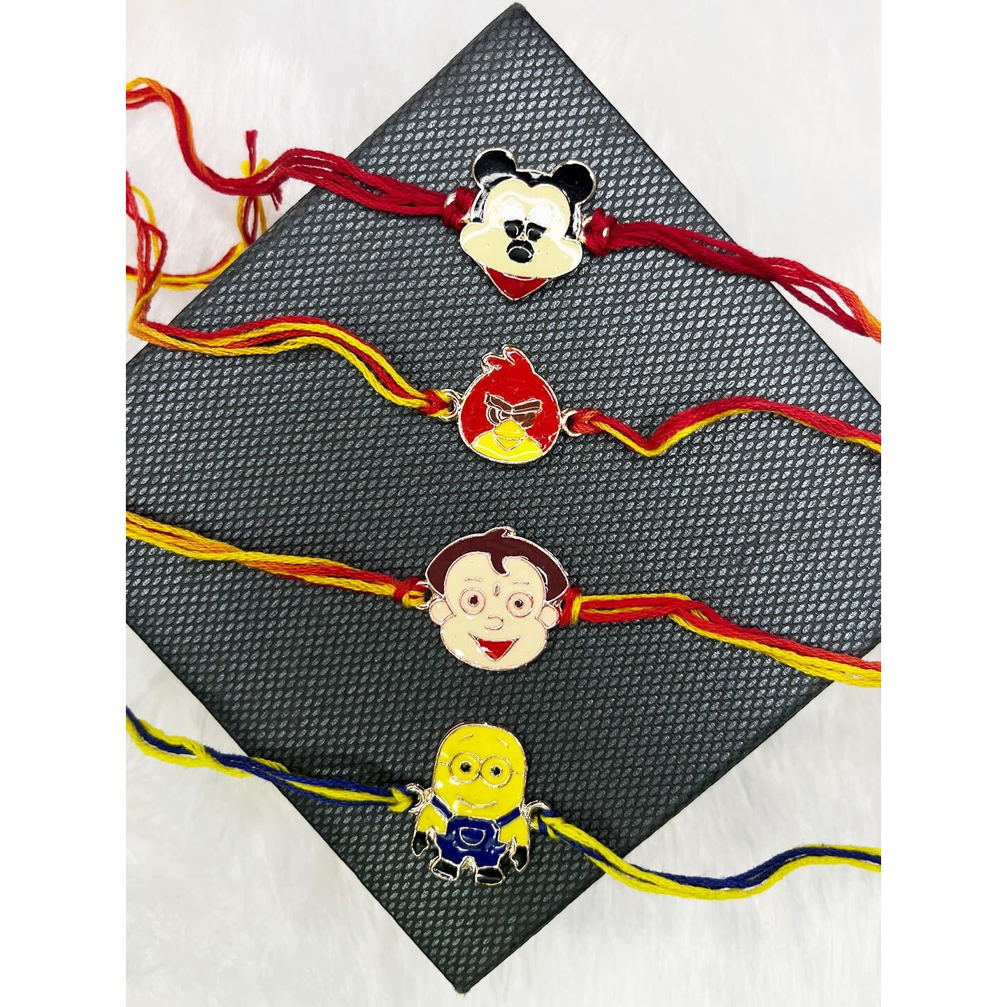 Mahi Combo of 4 Popular Trendy Multicolor Cartoon Kids Rakhi with Meena Work (RCO1105326Z)