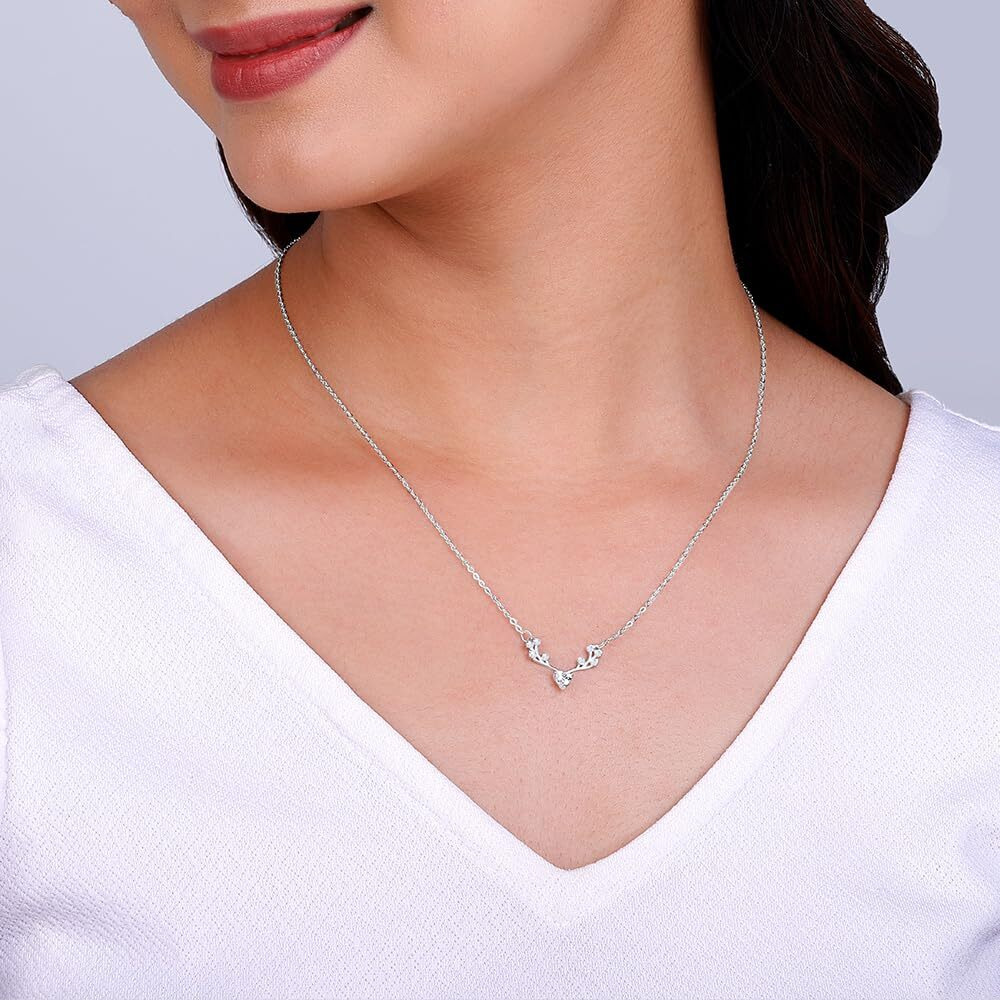 GIVA 925 Silver Deer Heart Zircon Necklace| Rakhi Rakshabandhan Gift for Sister Bhabhi, Gifts for Women & Girls | With Certificate of Authenticity and 925 Stamp | 6 Months Warranty*