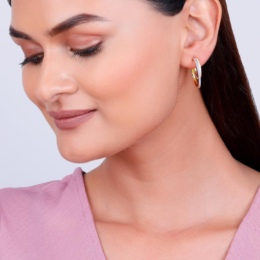 GIVA 925 Silver Golden Cascade Hoop Earrings| Rakhi Rakshabandhan Gift for Sister Bhabhi, Gifts for Women & Girls | With Certificate of Authenticity and 925 Stamp | 6 Months Warranty*