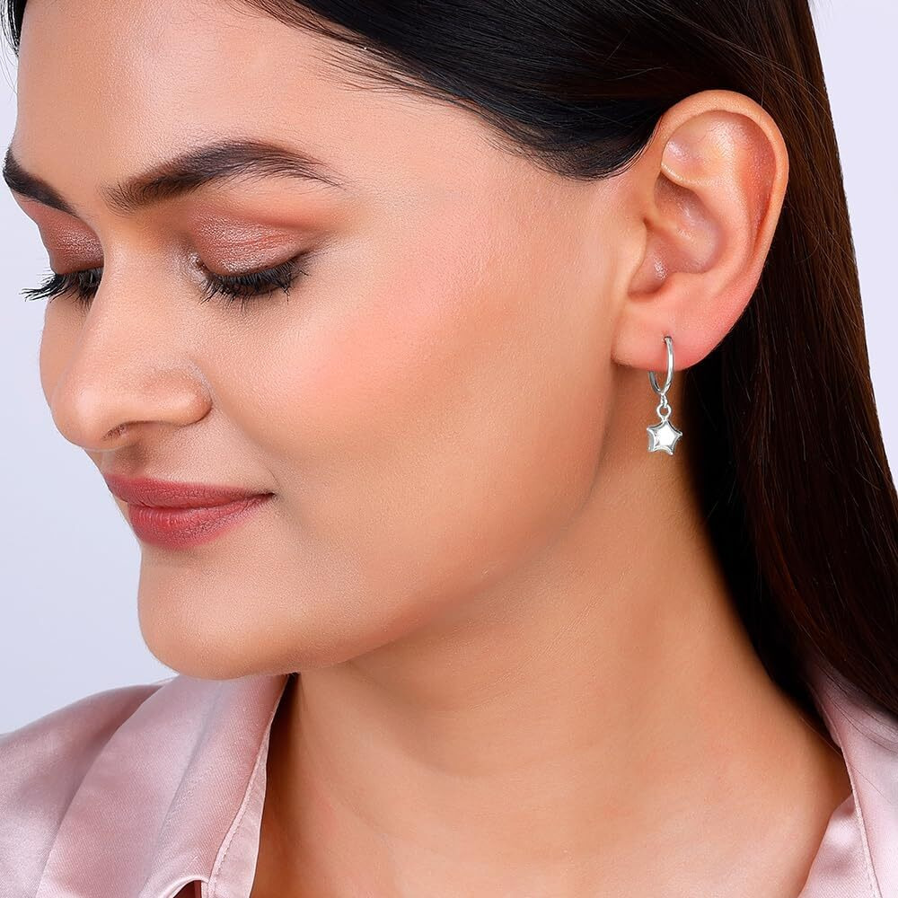 GIVA 925 Silver Mini Star Hoop Earrings | Rakhi Rakshabandhan Gift for Sister Bhabhi, Gifts for Women & Girls | With Certificate of Authenticity and 925 Stamp | 6 Month Warranty*