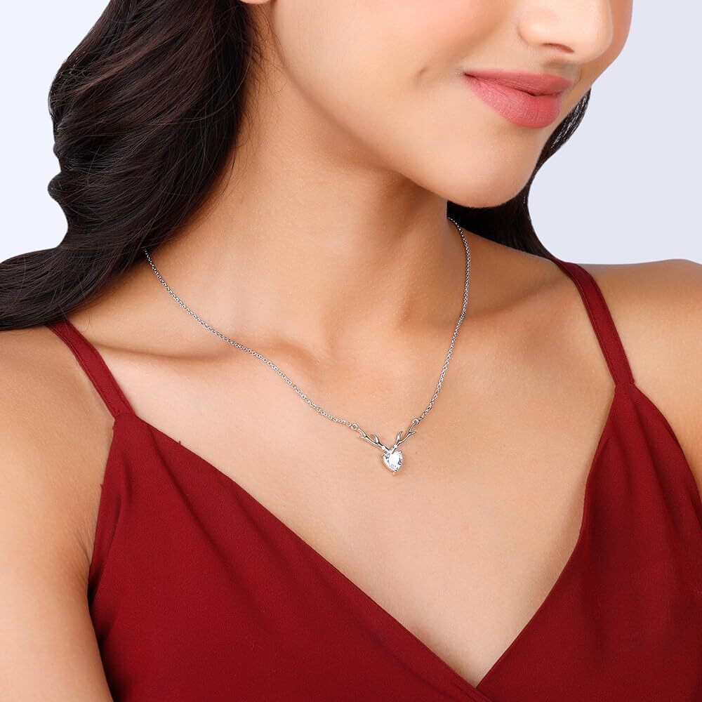 GIVA 925 Silver Anushka Sharma Silver Deer Heart Necklace |Rakhi Rakshabandhan Gift for Sister Bhabhi, Gifts for Women & Girls| With Certificate of Authenticity and 925 Stamp | 6 Month Warranty*