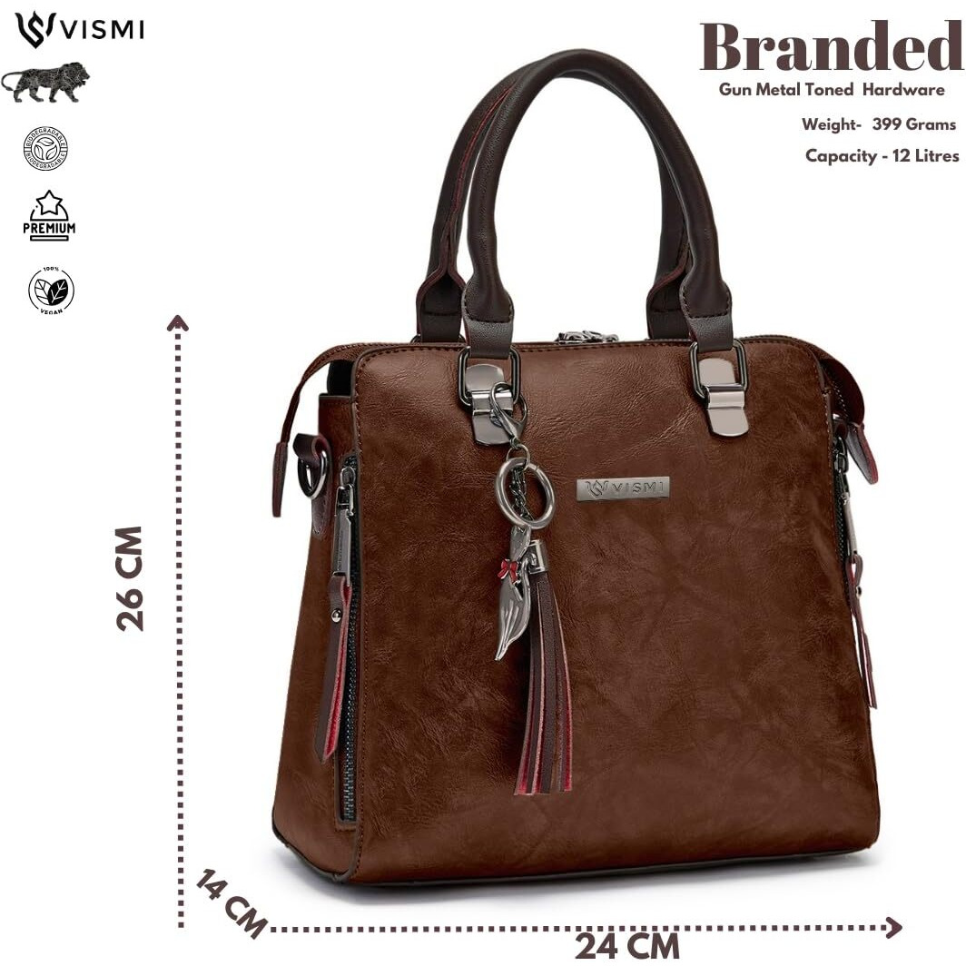 VISMIINTREND Brown Leather Sling Satchel Handbag for Women & Girls| Casual Shoulder Bags for Travel, Office, College | Side Purse for Birthday, Anniversary Gift for Wife & Rakhi Gift for Sisters