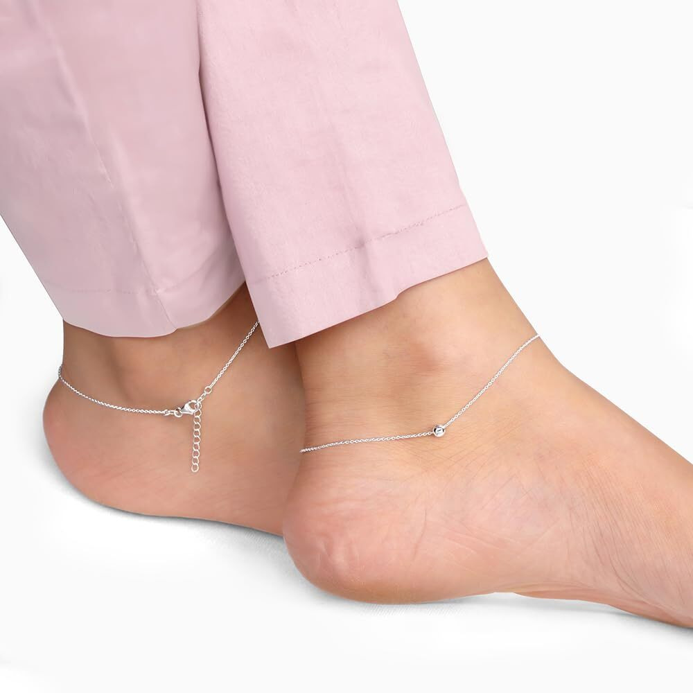 GIVA 925 Silver Minimal Bead Anklet (Single) |Rakhi Rakshabandhan Gift for Sister Bhabhi, Gifts for Women & Girls | With Certificate of Authenticity and 925 Stamp | 6 Months Warranty*