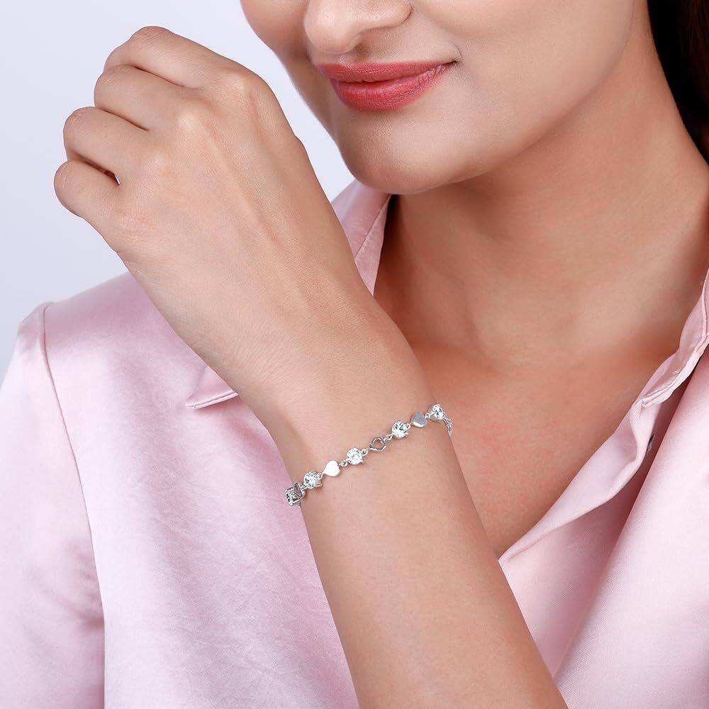 GIVA 925 Silver Anushka Sharma Heartlock Bracelet, Adjustable| Rakhi Rakshabandhan Gift for Sister Bhabhi, Gifts for Women & Girls| With Certificate of Authenticity and 925 Stamp | 6 Month Warranty*