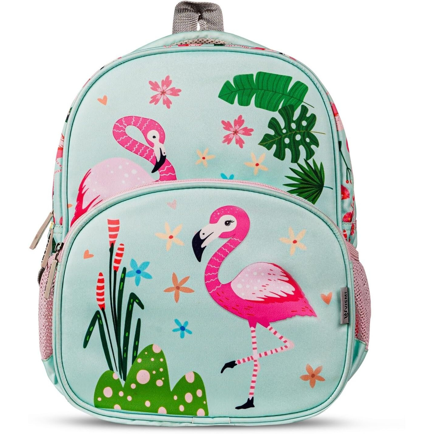 VISMIINTREND School Bags 13 Backpacks for Kids Boys & Girls (1-4 Years) | Cartoon Print Daypack for Preschool, KG, Nursery, Tuition, Picnic, Birthday, Rakhi gift for Sister/Brother (Flamingo)