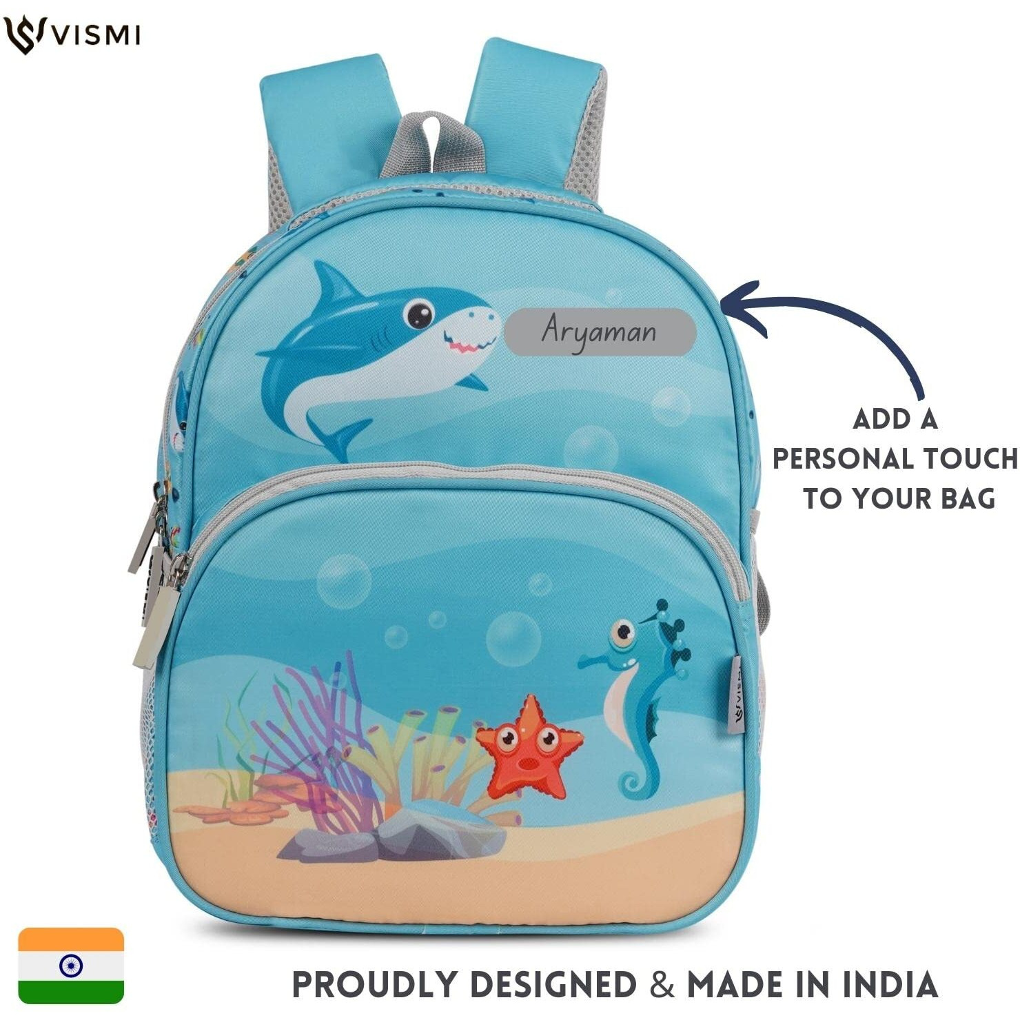 VISMIINTREND School Bags 13 Backpacks for Kids Boys & Girls (1-4 Years) | Cartoon Print Daypack for Preschool, KG, Nursery, Tuition, Picnic, Birthday, Rakhi gift for Sister/Brother (Seaworld)