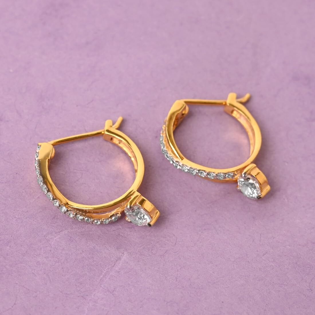 CLARA 925 Sterling Silver Twisted Hoop Bali Earrings | Gold Rhodium Plated, Swiss Zirconia | Rakhi Rakshabandhan Gift for Sister Bhabhi | Gift for Women & Girls