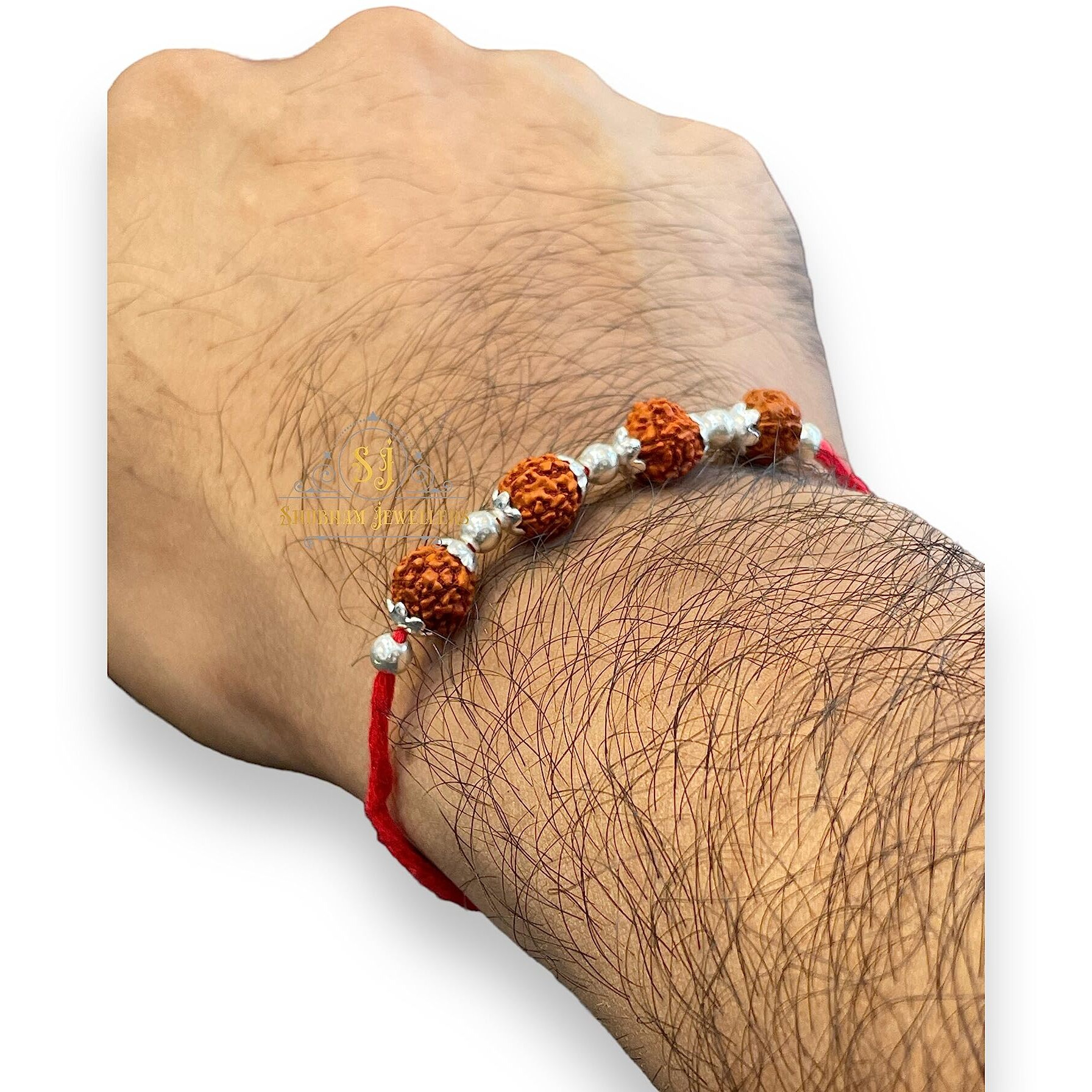 NUZZRII Rakhi 925 Sterling Silver Rakhi for brother Charm Bracelet Raksha Bandhan With Pure Cotton Thread For Men, Boys, Kids Rakhis By Shubham Jewellers Rehti