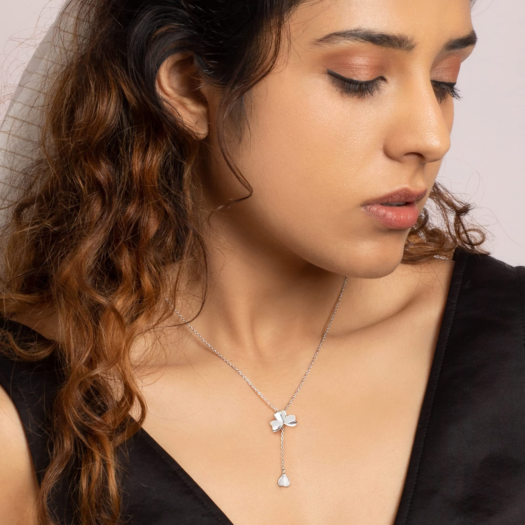 GIVA 925 Silver Falling Petal Y-Drop Necklace|Rakhi Rakshabandhan Gift For Sister Bhabhi,Gifts For Women&Girls,Pendant To Women&Girls|With Certificate Of Authenticity And 925 Stamp|6 Month Warranty*