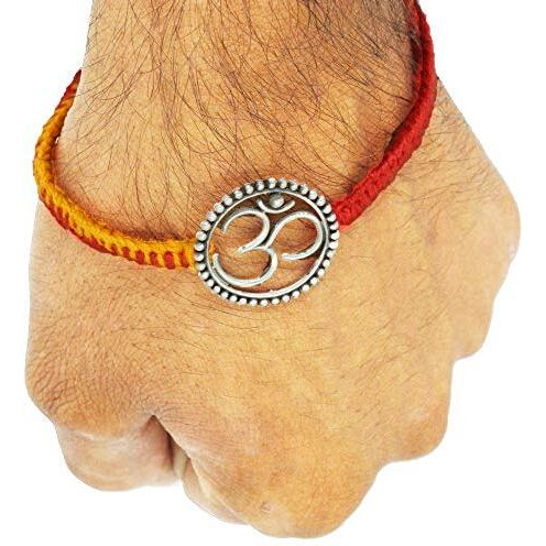 NUZZRII Pure 925 Sterling Silver Rakhi for brother Charm Bracelet Raksha Bandhan With Pure Cotton Thread For Men, Boys, Rakhis By Shubham Jewellers Om Big