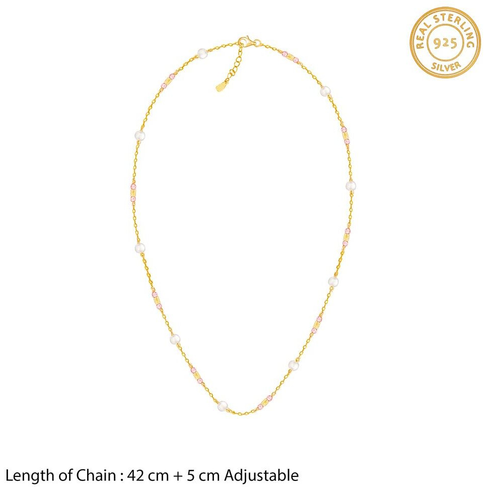 GIVA 925 Silver Golden Oceania Necklace| Rakhi Rakshabandhan Gift for Sister Bhabhi, Gifts for Women & Girls | With Certificate of Authenticity and 925 Stamp | 6 Months Warranty*