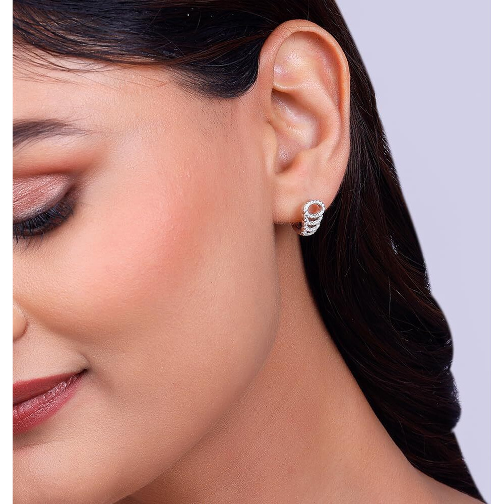 GIVA 925 Silver Zircon Elegant Loop Earrings | Rakhi Rakshabandhan Gift for Sister Bhabhi, Gifts for Women & Girls | With Certificate of Authenticity and 925 Stamp | 6 Month Warranty*