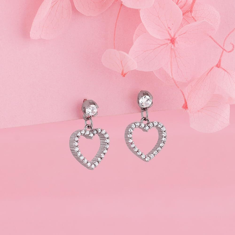 GIVA 925 Silver Charming Heart Drop Earrings|Gifts For Girlfriend,Rakhi Rakshabandhan Gift For Sister Bhabhi,Gifts For Women & Girls|With Certificate Of Authenticity And 925 Stamp|6 Month Warranty*