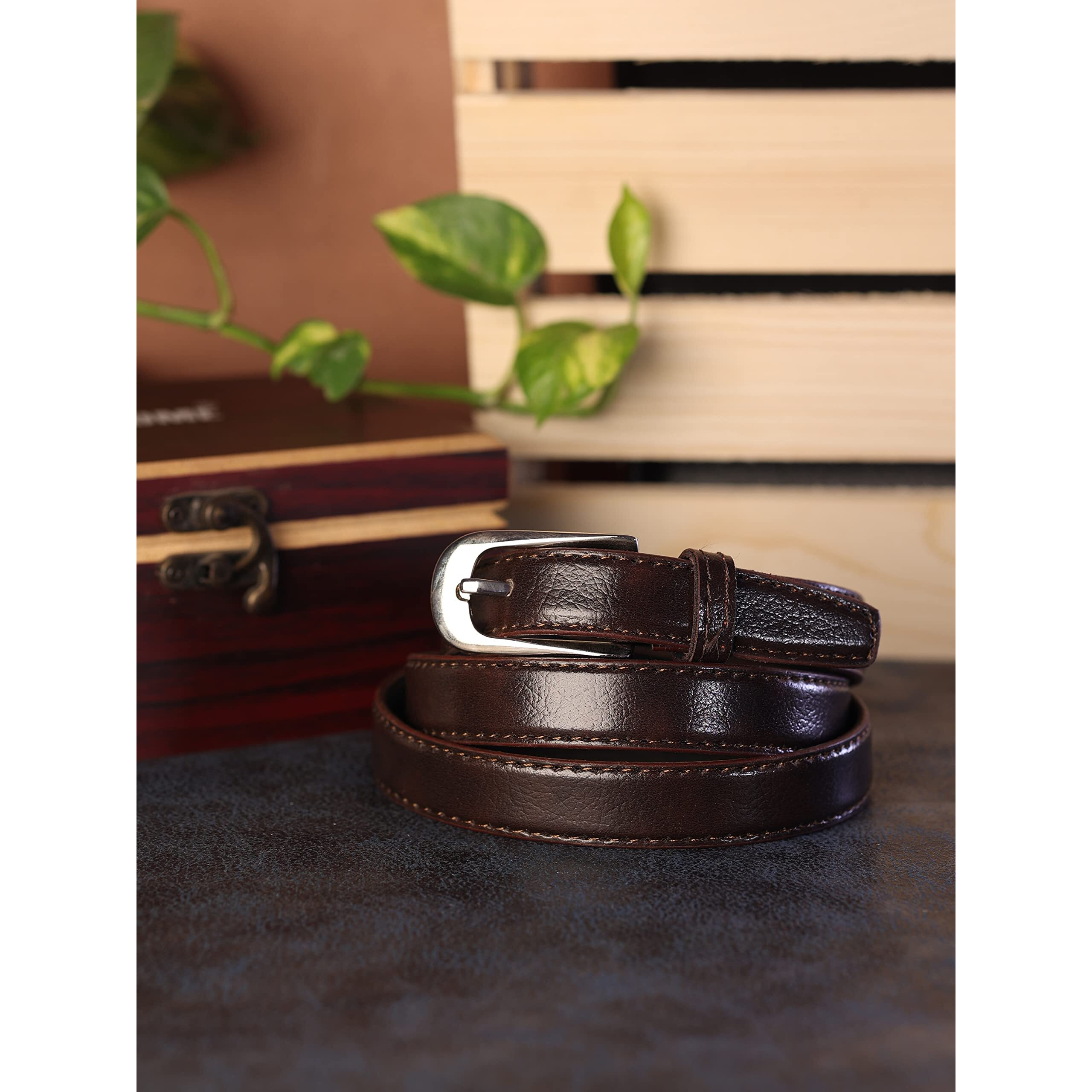 ZEVORA Women Brown Leather Formal Belt (Rakhi Gift)