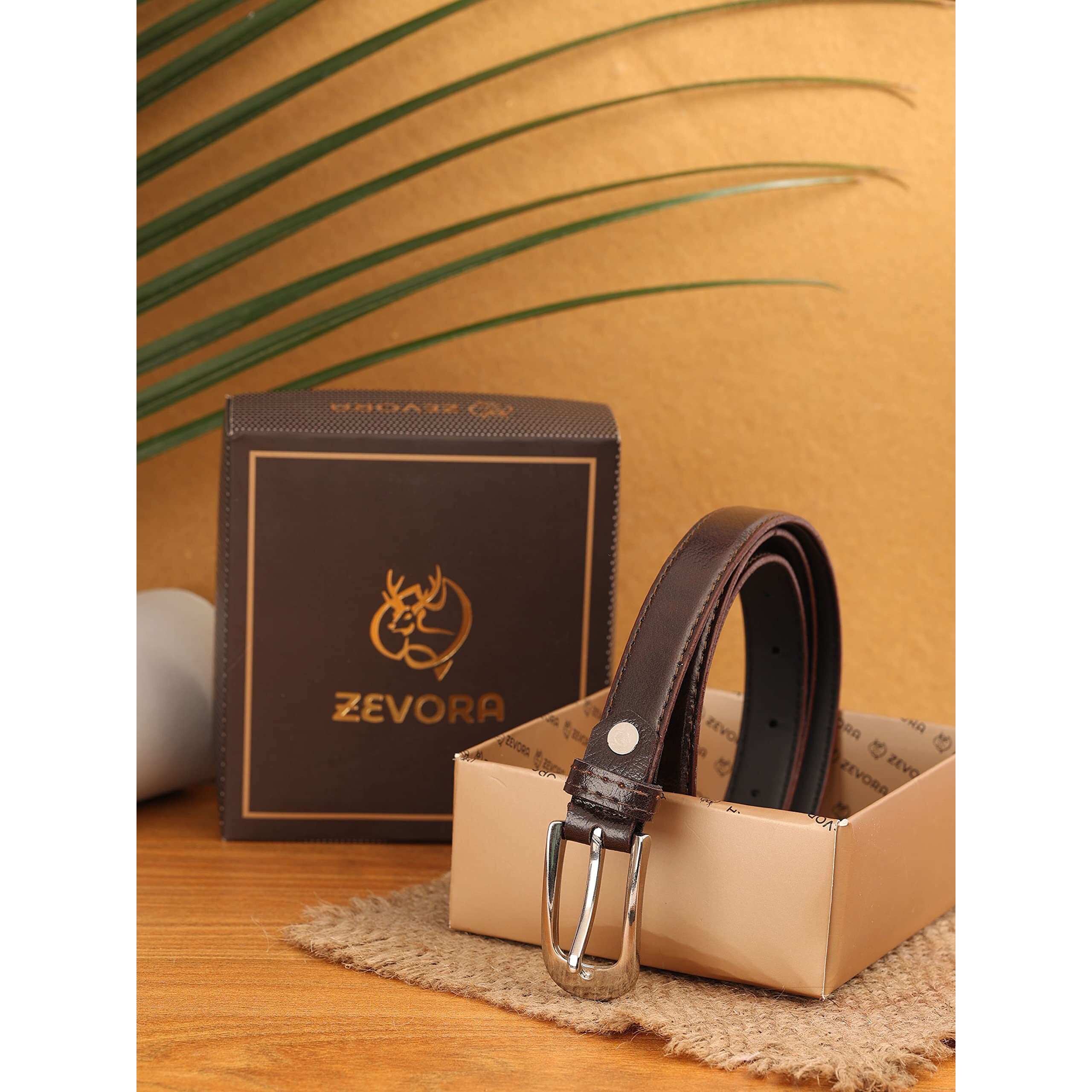 ZEVORA Women Brown Leather Formal Belt (Rakhi Gift)