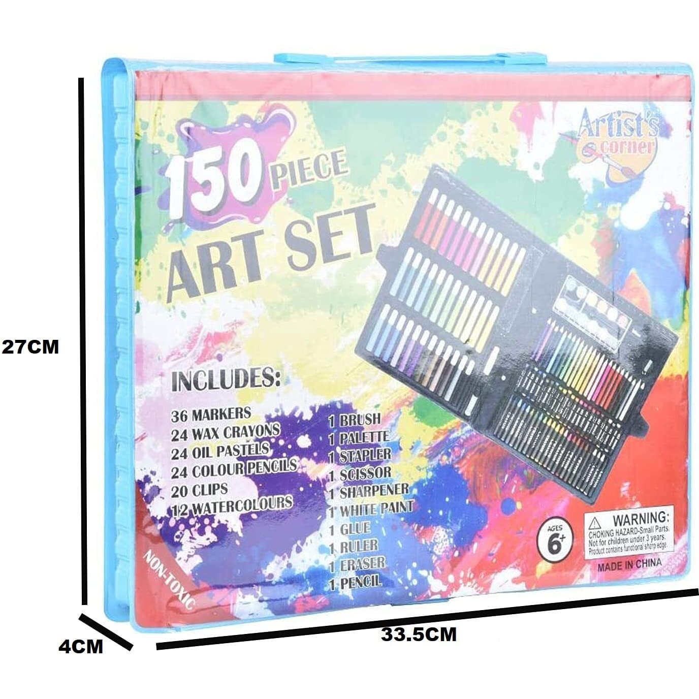 Shuban Deluxe Art Set Box & Drawing Kit with Crayons, Oil Pastels, Colored Pencil Best Rakhi Gift (150Pcs -Blue)