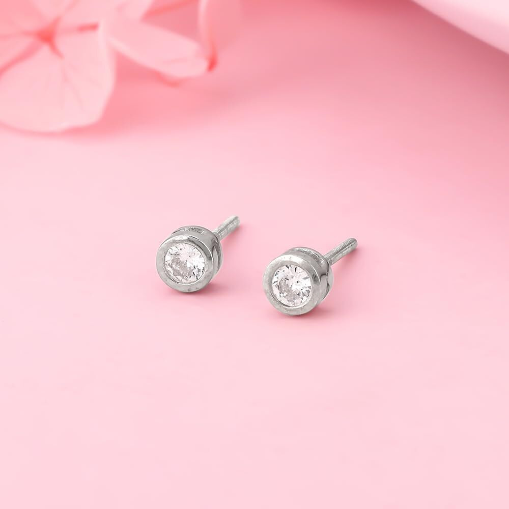 GIVA 925 Silver Zircon Bezel Stud Earrings|Gifts For Girlfriend,Rakhi Rakshabandhan Gift For Sister Bhabhi,Gifts For Women & Girls|With Certificate Of Authenticity And 925 Stamp|6 Month Warranty*