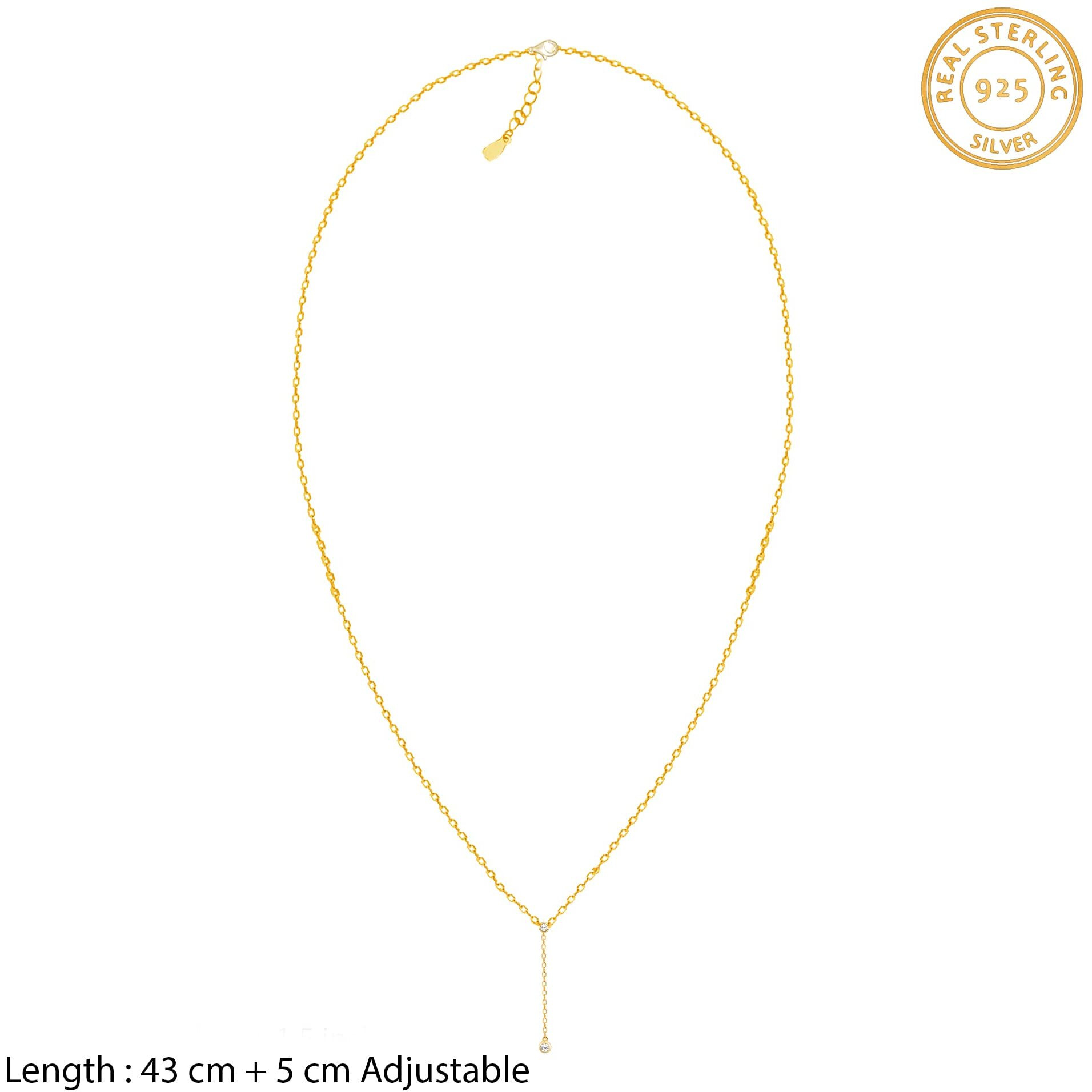 GIVA 925 Silver Golden Drop Necklace|Rakhi Rakshabandhan Gift For Sister Bhabhi,Gifts For Women & Girls,Pendant To Gift Women & Girls|With Certificate Of Authenticity And 925 Stamp|6 Months Warranty*