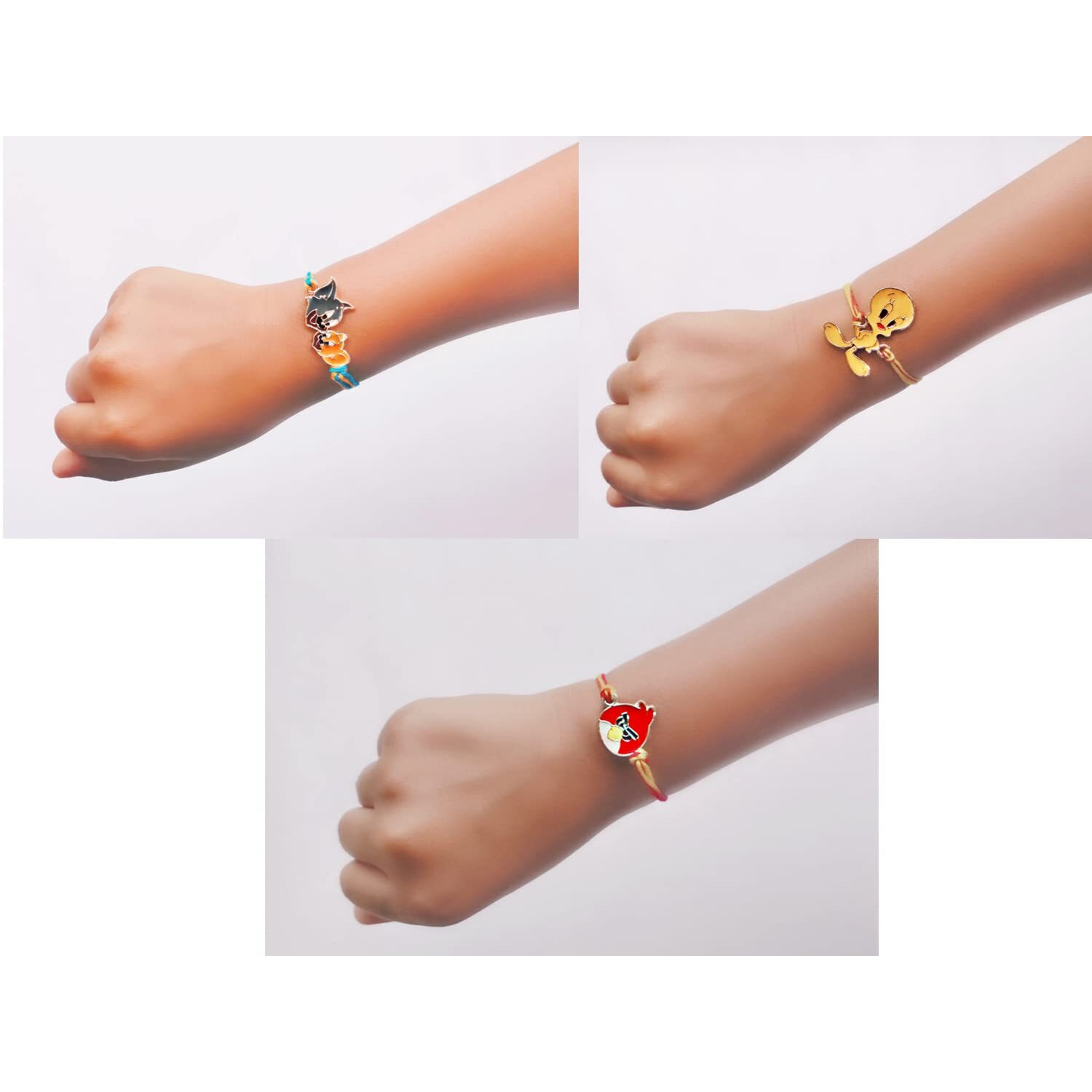 Mahi Combo of 3 Popular Trendy multicolor Cartoon Kids Rakhi with Meena Work (RCO1105330Z)