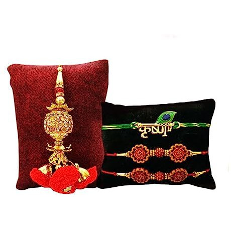 Collectible India Rakhi Gift for Brother - Rakshabandhan Rakhi Gifts Combo Set - Rakhi for Bhaiya Bhabhi - Beautiful Krishna Idol Showpiece,Shri Nath Ji Rakhi,Lumba Rakhi,Greeting Card