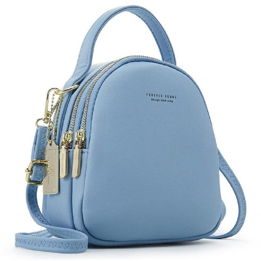 VISMIINTREND Luxury Fashion Everyday Mini Leather Backpack Handbag Purse for Women and Girls | Sling | Crossbody | Mobile Phone Bag | Travel | Wife |Rakhi Gifts for Sisters | Teens (Blue)