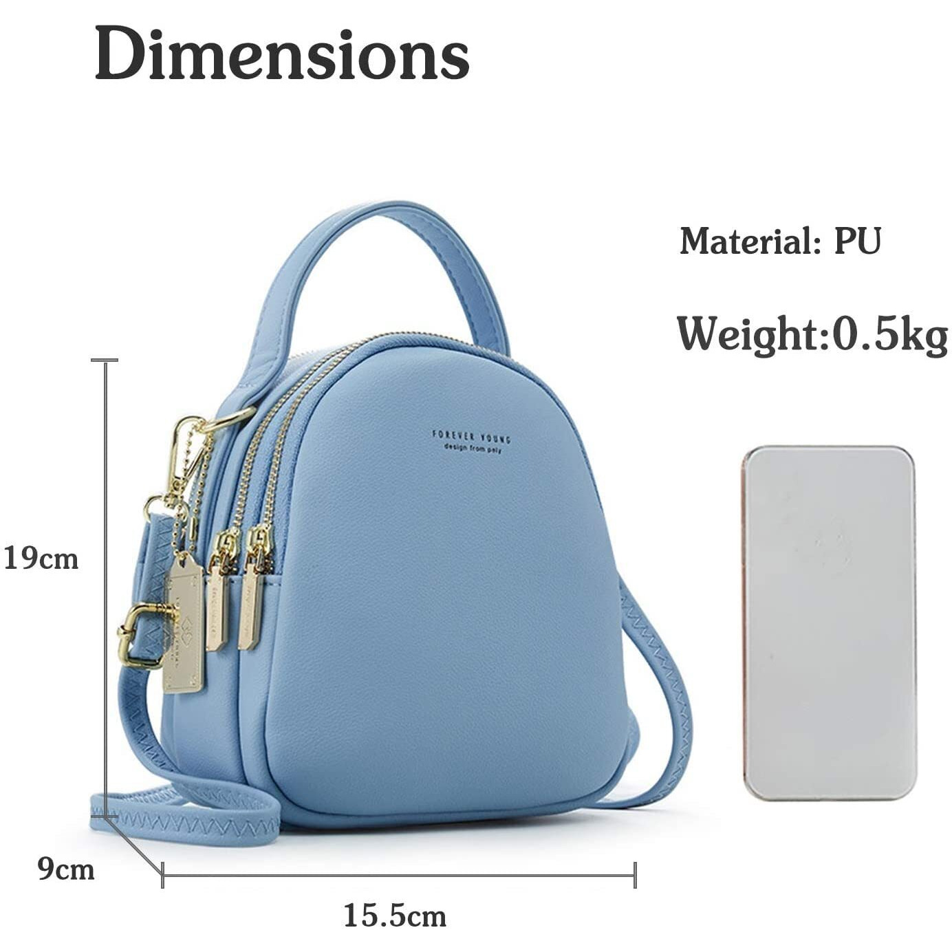 VISMIINTREND Luxury Fashion Everyday Mini Leather Backpack Handbag Purse for Women and Girls | Sling | Crossbody | Mobile Phone Bag | Travel | Wife |Rakhi Gifts for Sisters | Teens (Blue)