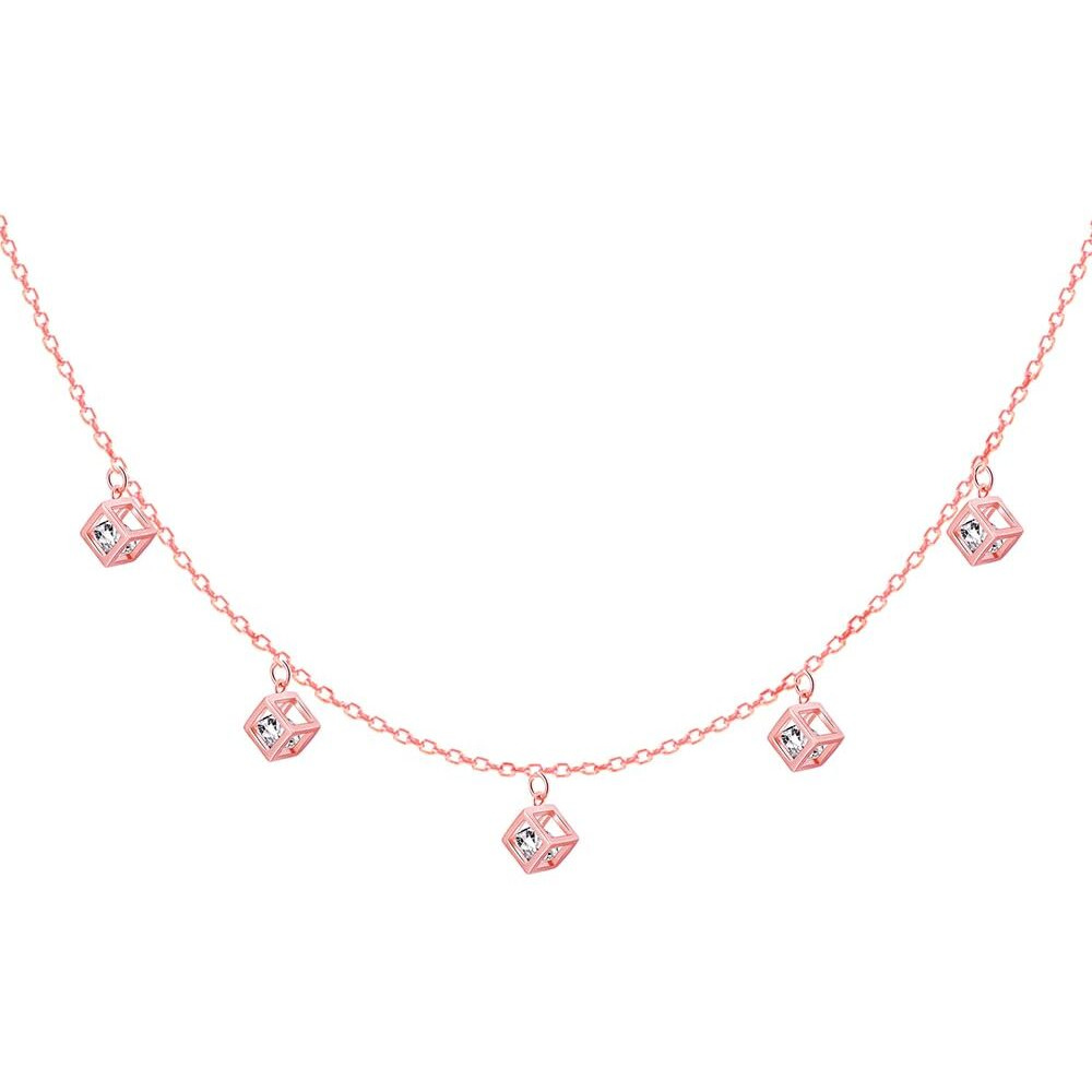 GIVA 925 Silver Rose Gold Cubic Crystal Necklace| Rakhi Rakshabandhan Gift for Sister Bhabhi, Gifts for Women & Girls With Certificate of Authenticity and 925 Stamp | 6 Months Warranty*