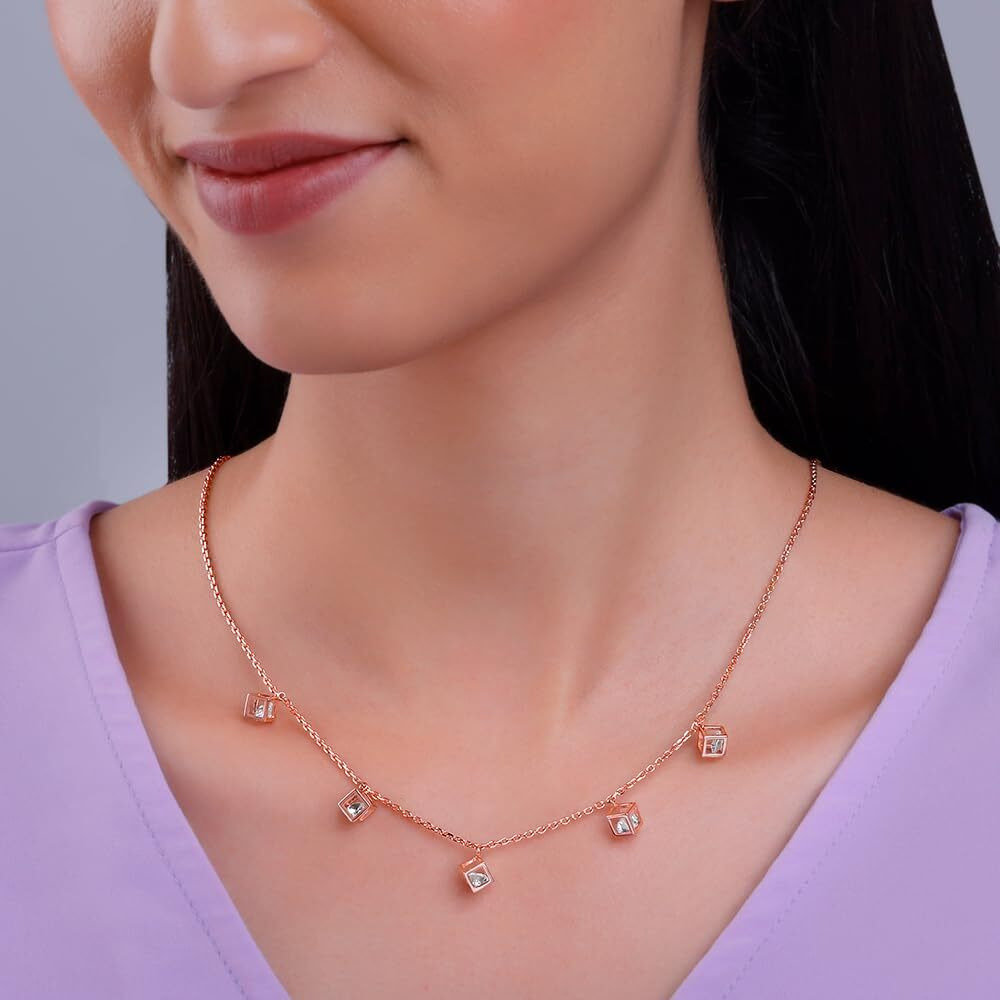 GIVA 925 Silver Rose Gold Cubic Crystal Necklace| Rakhi Rakshabandhan Gift for Sister Bhabhi, Gifts for Women & Girls With Certificate of Authenticity and 925 Stamp | 6 Months Warranty*