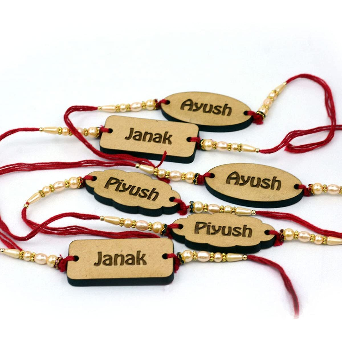 AJANTA ROYAL Personalized Wooden Rakhi With Name for Brother on Rakshabandhan (Qty  2, Oval) For Men