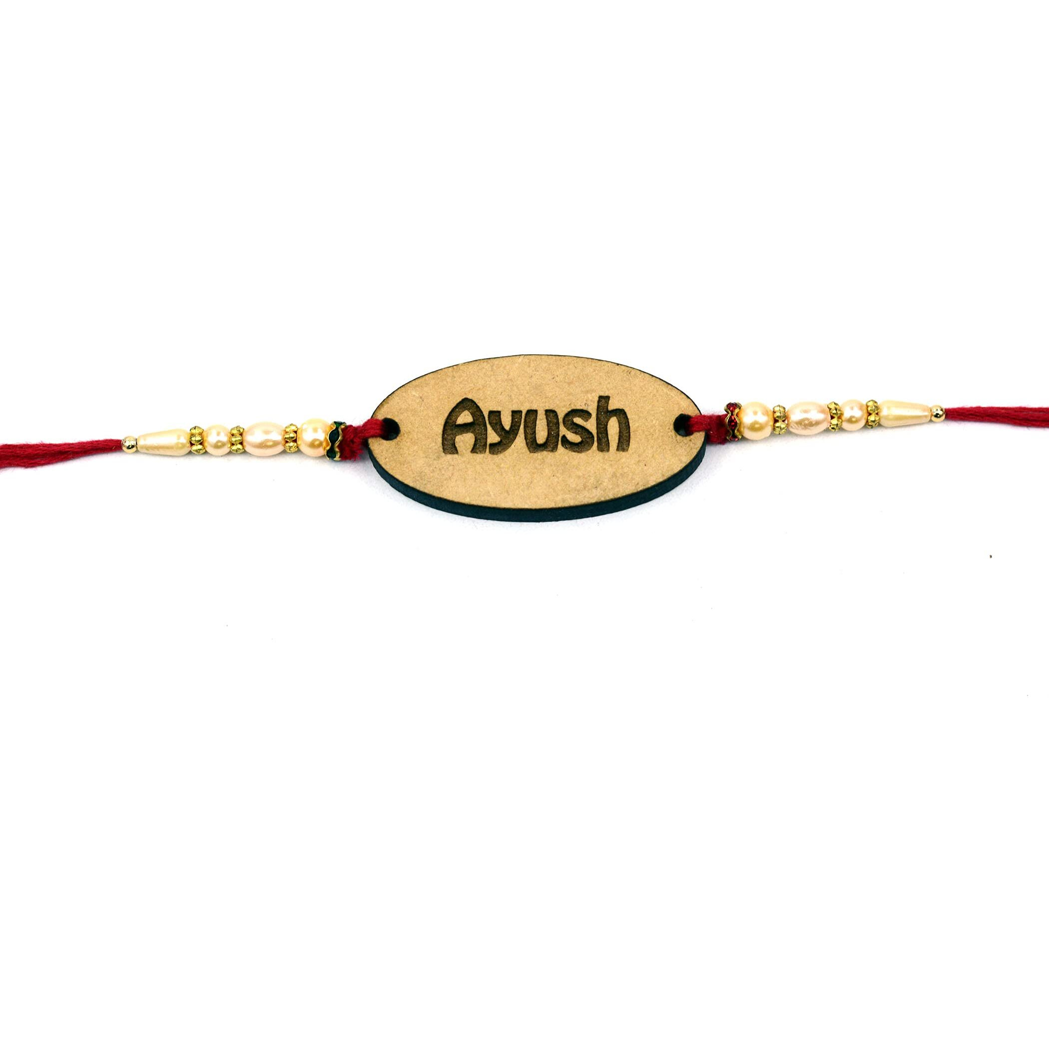 AJANTA ROYAL Personalized Wooden Rakhi With Name for Brother on Rakshabandhan (Qty  2, Oval) For Men