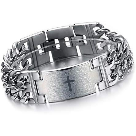 Young & Forever Gift Rakhi Gift for Brother Fashion Jewellery ManTastic Stainless Steel Strand Wristband for Men Casual Funky Party Office wear Religious Cross Symbol Bracelet for Boys Fancy Jewelry