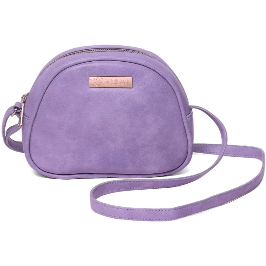 VISMIINTREND Stylish Leather Half Moon Sling Bag for Women & Girls | Casual Lavender Crossbody Shoulder bag for Woman & Teens, Side Purse for Travel, Office, Gift for Wife & Rakhi Gift for Sisters