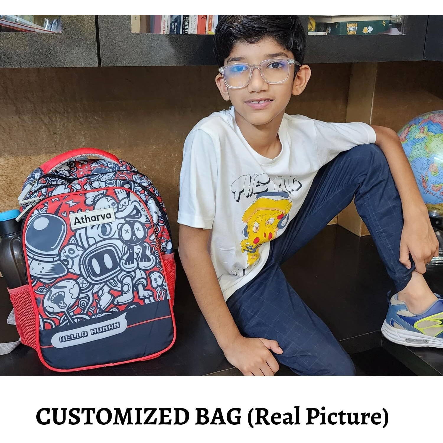 VISMIINTREND 36 liters Customized School Bags 16 Backpack for Kids Boys & Girls (5-10 Years)| Cartoon Print Daypack for Preschool, KG, Nursery, Picnic, Birthday, Rakhi gift for Sister/Brother (Robot)