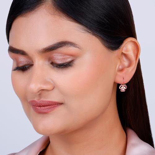 GIVA 925 Silver Anushka Sharma Rose Gold Three Leaf Clover Earrings|Rakhi Rakshabandhan Gift For Sister Bhabhi,Gifts For Women & Girls|With Certificate Of Authenticity And 925 Stamp|6 Month Warranty*