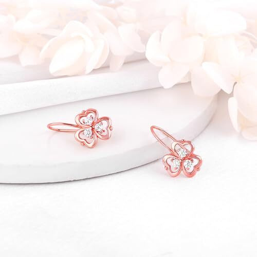 GIVA 925 Silver Anushka Sharma Rose Gold Three Leaf Clover Earrings|Rakhi Rakshabandhan Gift For Sister Bhabhi,Gifts For Women & Girls|With Certificate Of Authenticity And 925 Stamp|6 Month Warranty*