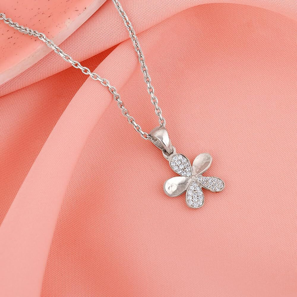 GIVA 925 Silver Flower Pendant With Link Chain | Rakhi Rakshabandhan Gift for Sister Bhabhi, Gifts for Women & Girls | With Certificate of Authenticity and 925 Stamp | 6 Month Warranty*