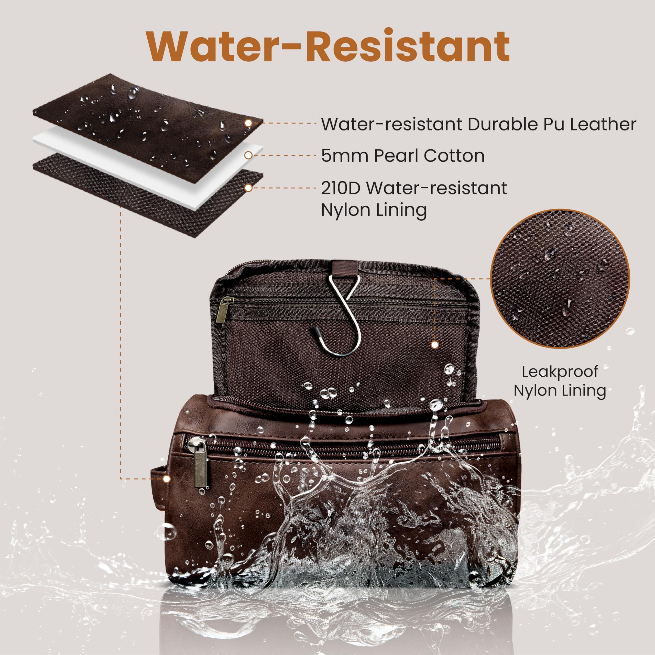 Dravina Travel Pouch- Rakhi Gift for Brother| Toiletry Kit for Men & Women| Travel Shaving Kit, Makeup & Cosmetic Organizer| Hanging Dopp Kit| 25cm Water Resistant Pu Leather Bags & Vanity Case