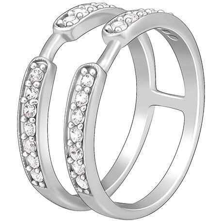 GIVA 925 Silver Dual Layer Zircon Ring,Fixed Size,Indian - 12, US - 6| Rakhi Rakshabandhan Gift for Sister Bhabhi | With Certificate of Authenticity and 925 Stamp | 6 Months Warranty*