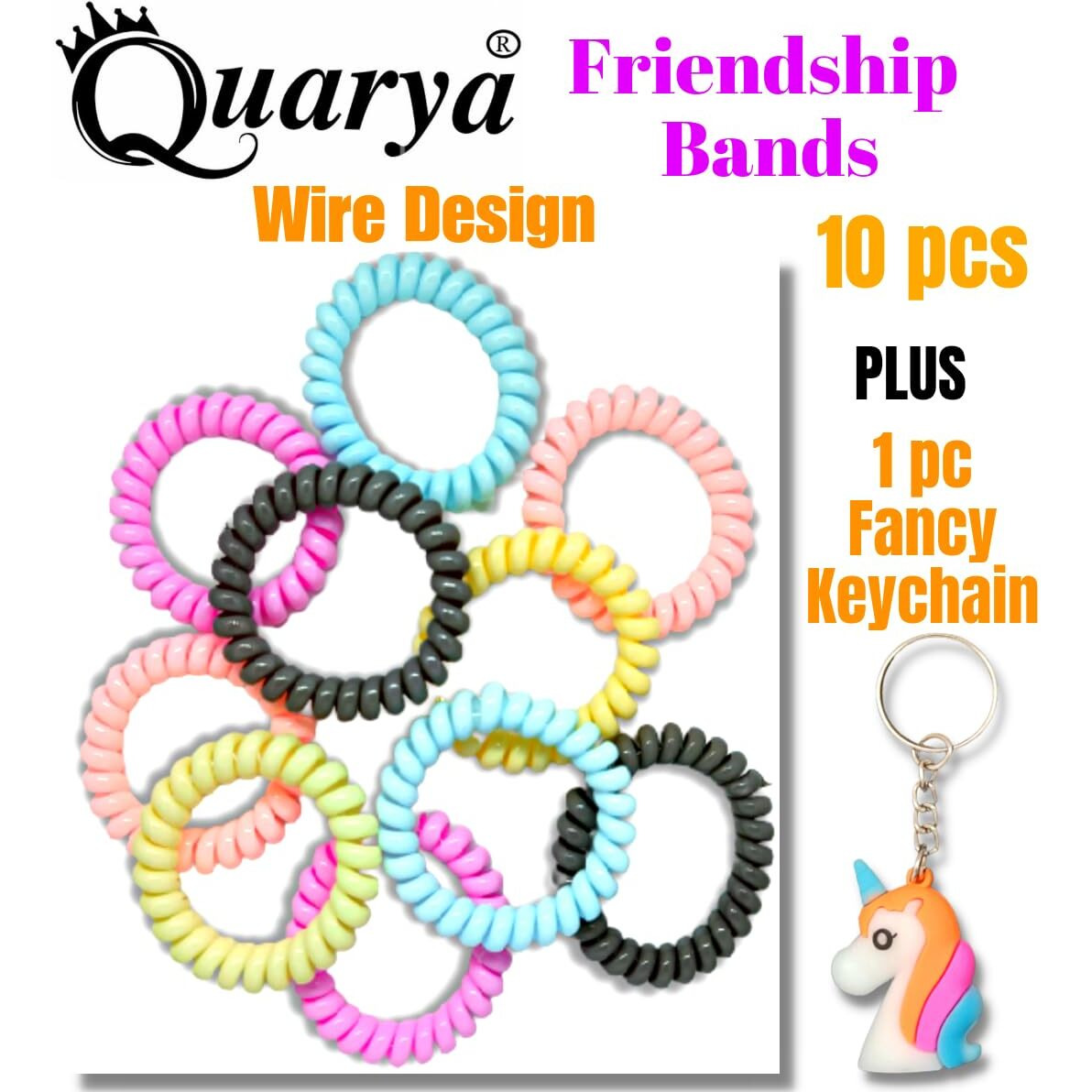 Quarya Rakhi for Brother Friendship Bands Bracelet Colourful Plastic Bands Rakhis Gift for Raksha Bandhan Friendship Day For Men Women, Girls and Boys (Pack of 10 pcs plus 1 Fancy Keychain)