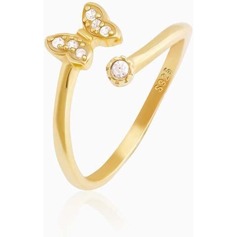 GIVA 925 Silver 18k Gold Plated Butterfly Bow Ring, Adjustable | Rakhi Rakshabandhan Gift for Sister Bhabhi | With Certificate of Authenticity and 925 Stamp | 6 Month Warranty*